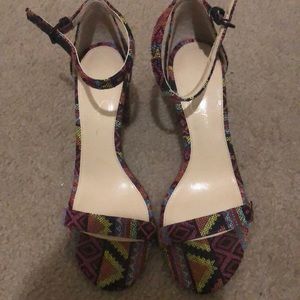 Vibrant African/Geometric fabric heels
